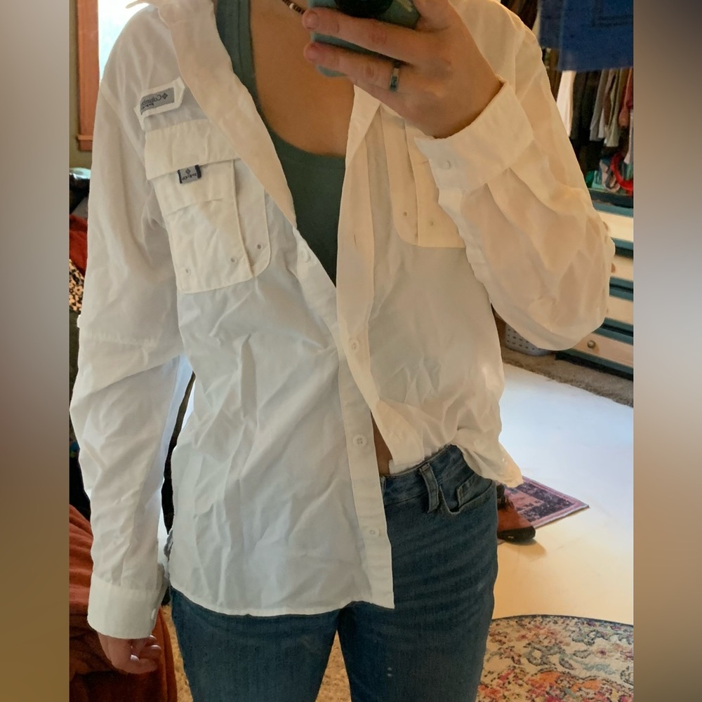 Columbia white fishing shirt